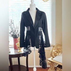 Fashion Nova Black Lace Detail Blazer